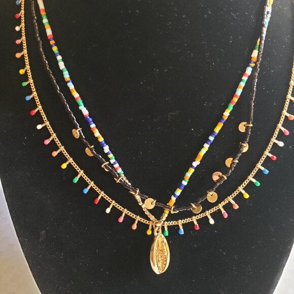 Source Unknown Jewelry - Beaded necklaces with gold accents and colorful design